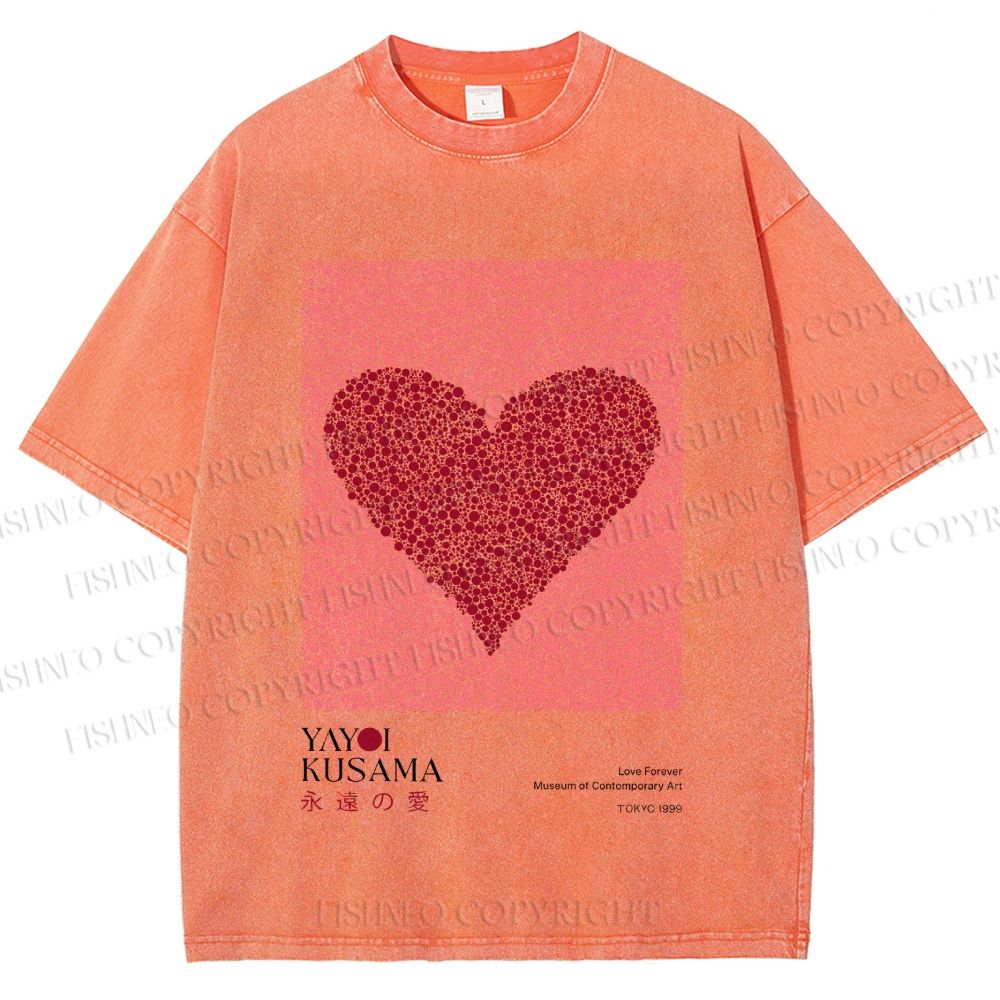 Unisex Yayoi Kusama Eternal Love Printed Washed Tee