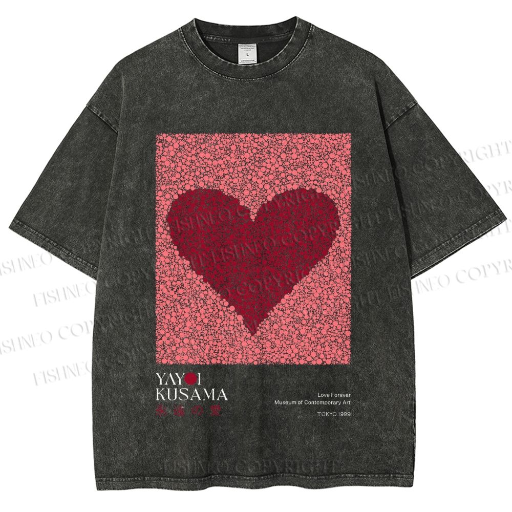 Unisex Yayoi Kusama Eternal Love Printed Washed Tee