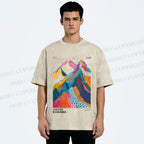 Unisex Yayoi Kusama Colorful Hills Printed Washed Tee