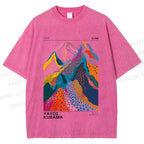 Unisex Yayoi Kusama Colorful Hills Printed Washed Tee