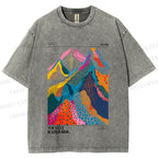 Unisex Yayoi Kusama Colorful Hills Printed Washed Tee
