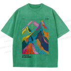 Unisex Yayoi Kusama Colorful Hills Printed Washed Tee