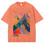 Unisex Yayoi Kusama Colorful Hills Printed Washed Tee