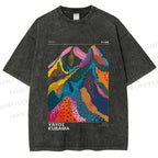 Unisex Yayoi Kusama Colorful Hills Printed Washed Tee