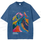 Unisex Yayoi Kusama Colorful Hills Printed Washed Tee