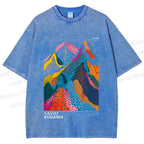 Unisex Yayoi Kusama Colorful Hills Printed Washed Tee