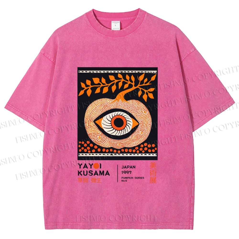 Unisex Yayoi Kusama Halloween Pumpkin Printed Washed Tee