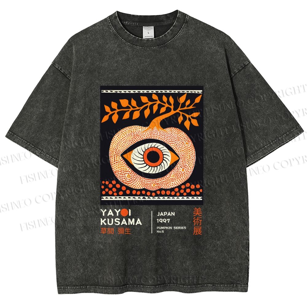 Unisex Yayoi Kusama Halloween Pumpkin Printed Washed Tee