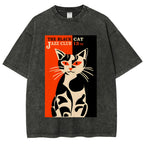 Geometric Cat Vintage Washed T-shirt