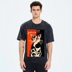 Geometric Cat Vintage Washed T-shirt