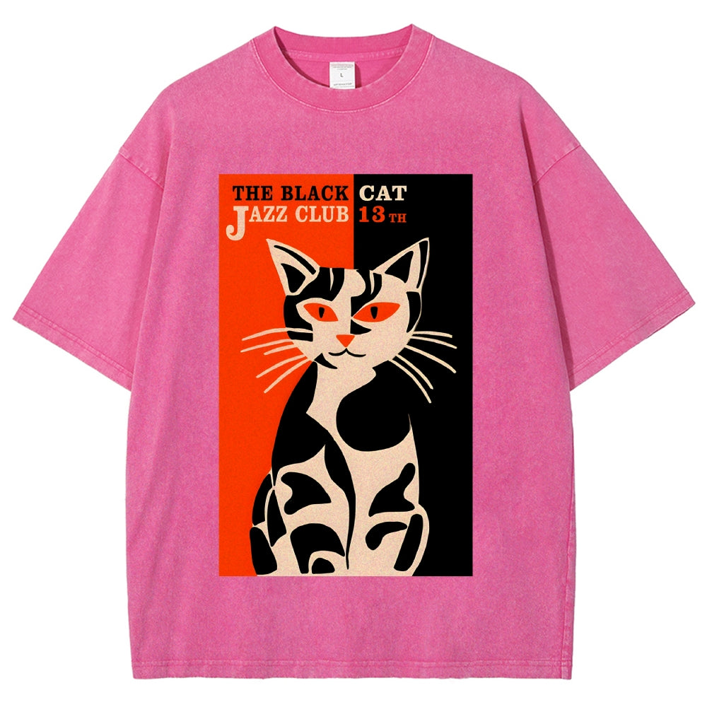 Geometric Cat Vintage Washed T-shirt
