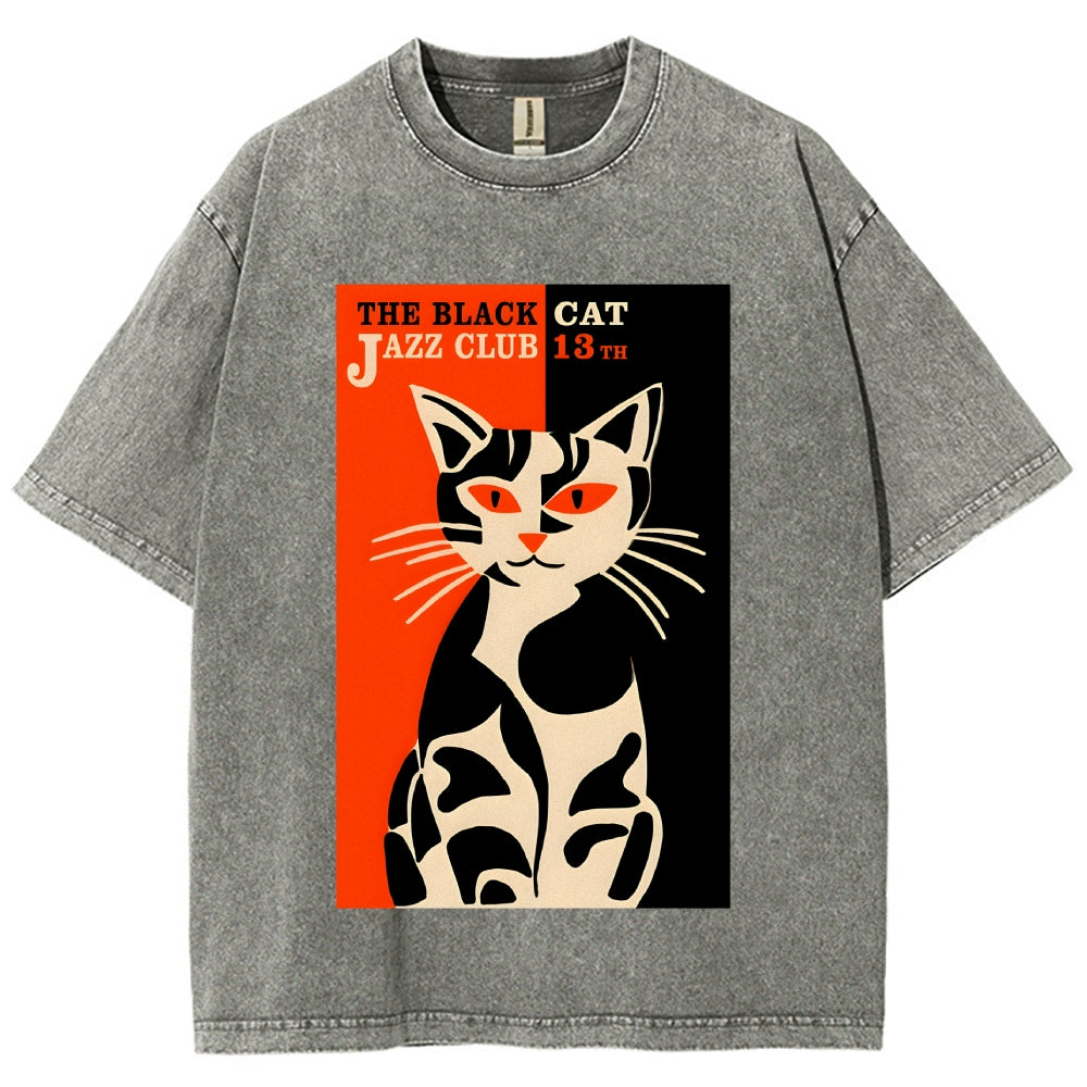 Geometric Cat Vintage Washed T-shirt
