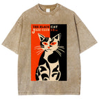 Geometric Cat Vintage Washed T-shirt