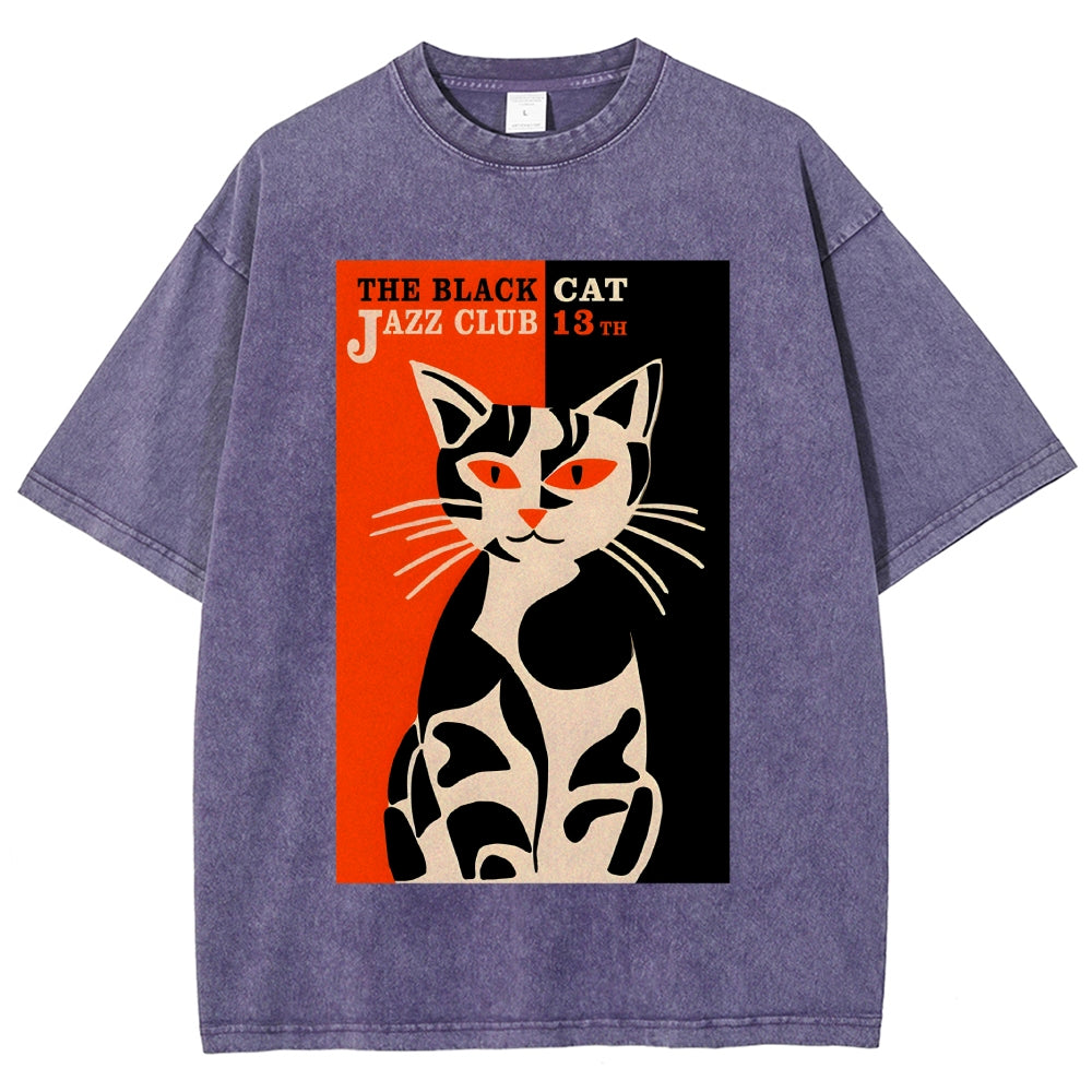 Geometric Cat Vintage Washed T-shirt
