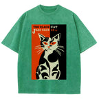 Geometric Cat Vintage Washed T-shirt