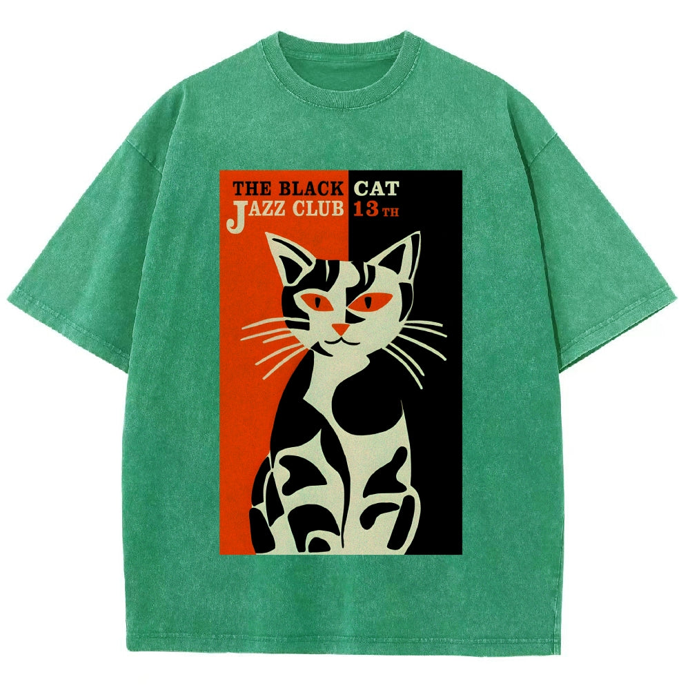 Geometric Cat Vintage Washed T-shirt