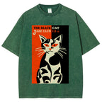 Geometric Cat Vintage Washed T-shirt