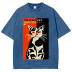 Geometric Cat Vintage Washed T-shirt