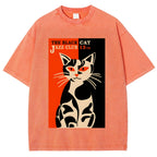 Geometric Cat Vintage Washed T-shirt