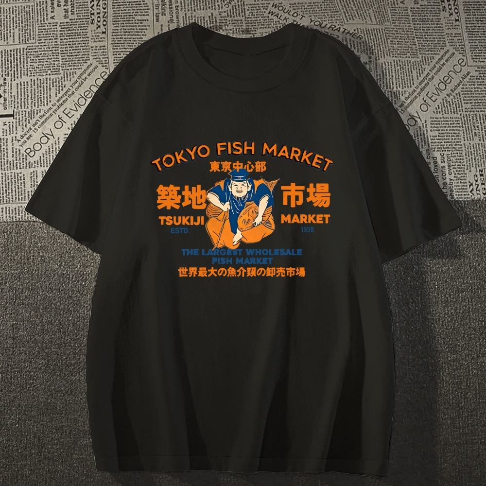 Tokyo Tsukiji Market Cotton casual T-shirt