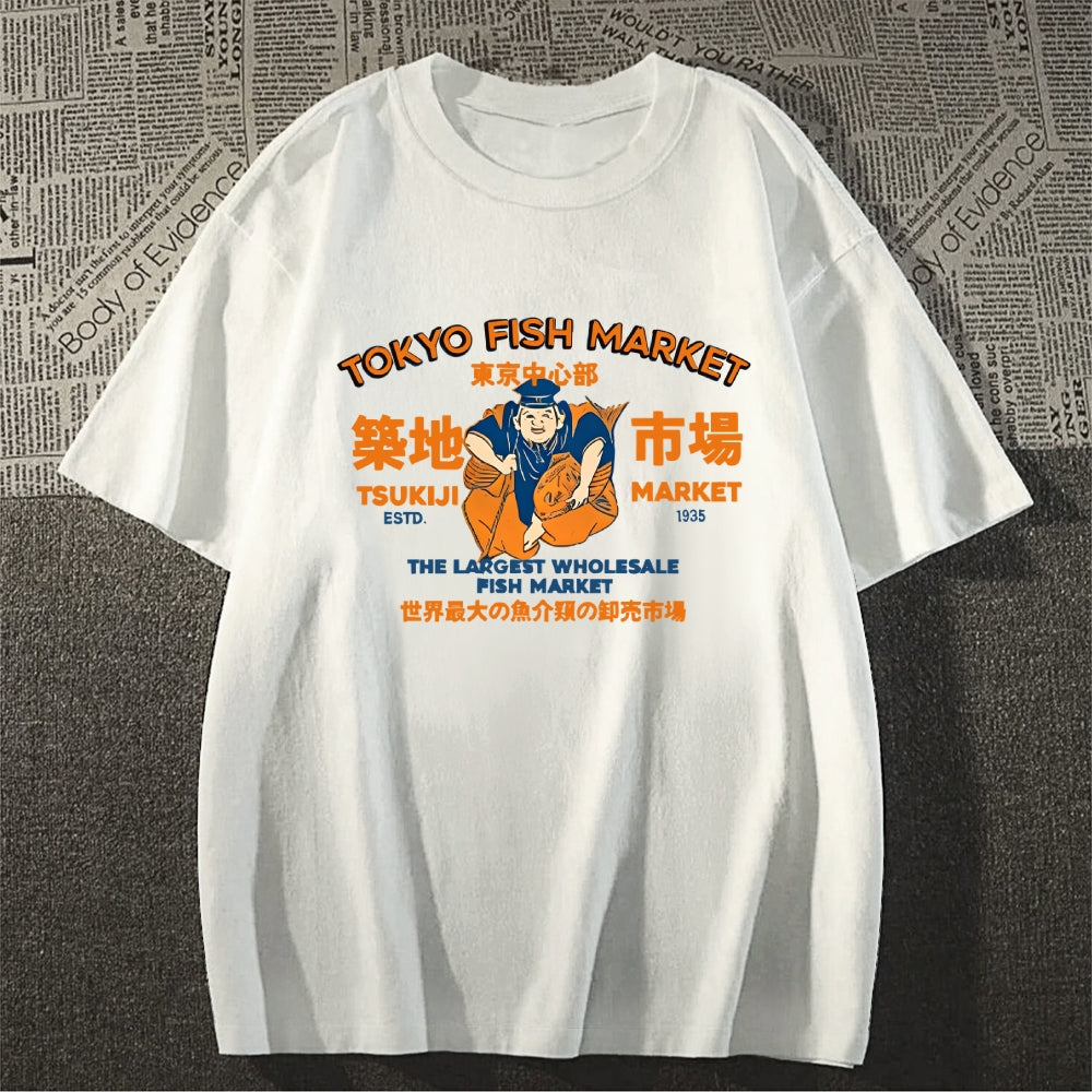 Tokyo Tsukiji Market Cotton casual T-shirt