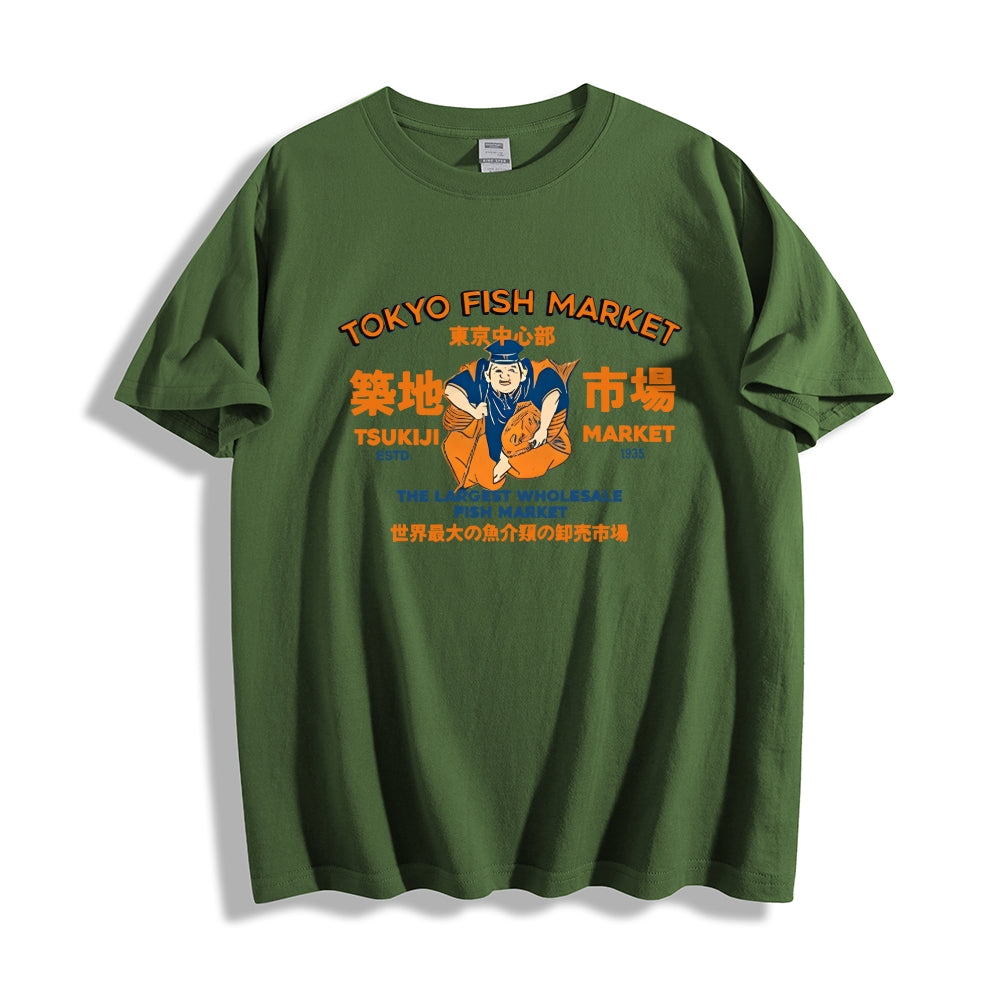 Tokyo Tsukiji Market Cotton casual T-shirt