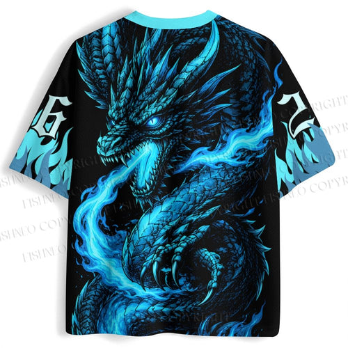 Blue Flame in Dragon Mouth Jersey Shirts