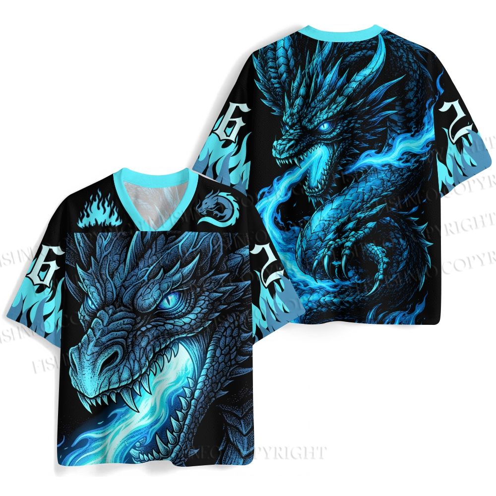 Blue Flame in Dragon Mouth Jersey Shirts