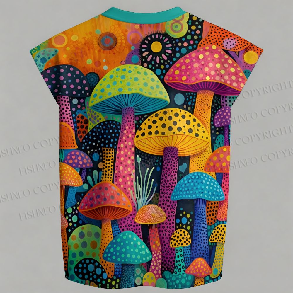 Men's Yayoi Kusama Multicolor Mushroom Sleeveless Tank Top & Elasticated Trousers pants Two-Piece Streetwear Set