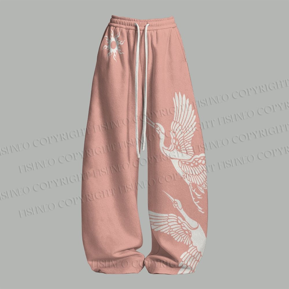 Vintage Crane Top & Elasticated Trousers Two-Piece Set