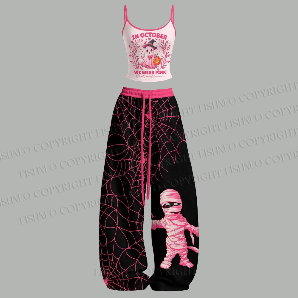 In October We Wear Pink Top & Elasticated Trousers Two-Piece Set
