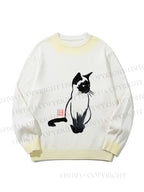 Unisex Sumi e ink Siamese Cat Gradient Casual sweater