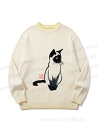 Unisex Sumi e ink Siamese Cat Gradient Casual sweater