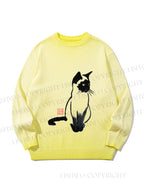 Unisex Sumi e ink Siamese Cat Gradient Casual sweater
