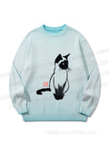 Unisex Sumi e ink Siamese Cat Gradient Casual sweater