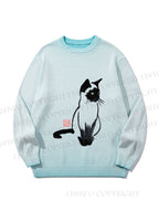 Unisex Sumi e ink Siamese Cat Gradient Casual sweater