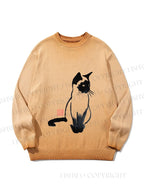 Unisex Sumi e ink Siamese Cat Gradient Casual sweater