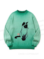 Unisex Sumi e ink Siamese Cat Gradient Casual sweater
