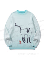 Unisex Sumi e ink Siamese Cat Gradient Casual sweater