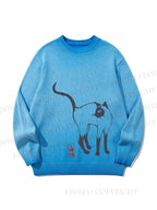 Unisex Sumi e ink Siamese Cat Gradient Casual sweater