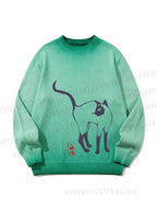 Unisex Sumi e ink Siamese Cat Gradient Casual sweater
