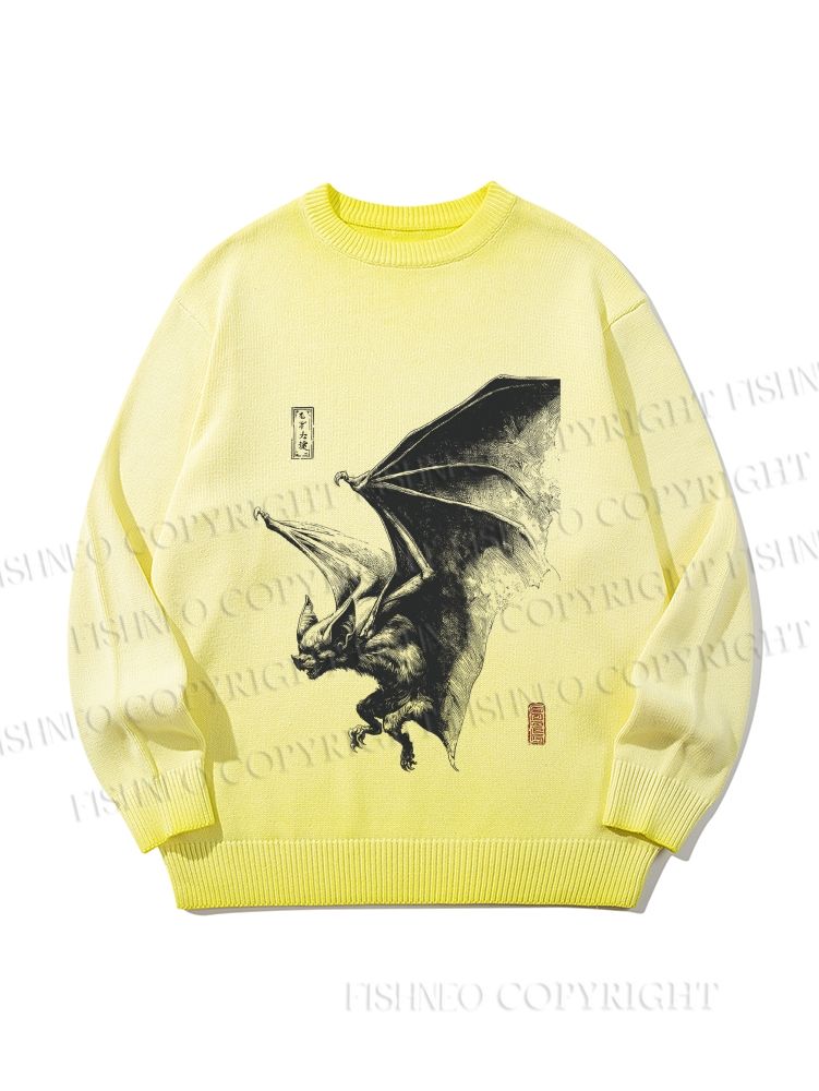 Unisex Black Bat Gradient Casual sweater