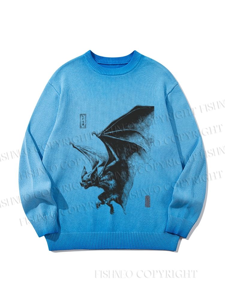 Unisex Black Bat Gradient Casual sweater