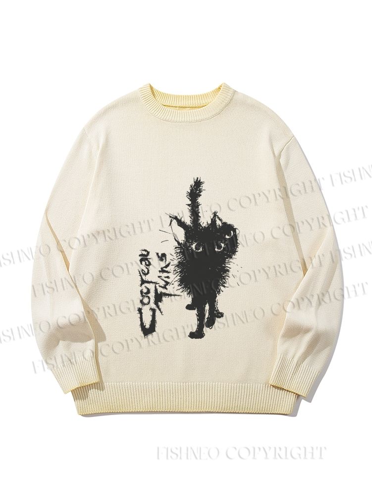 Unisex Black Cat Gradient Casual sweater