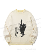 Unisex Black Cat Gradient Casual sweater