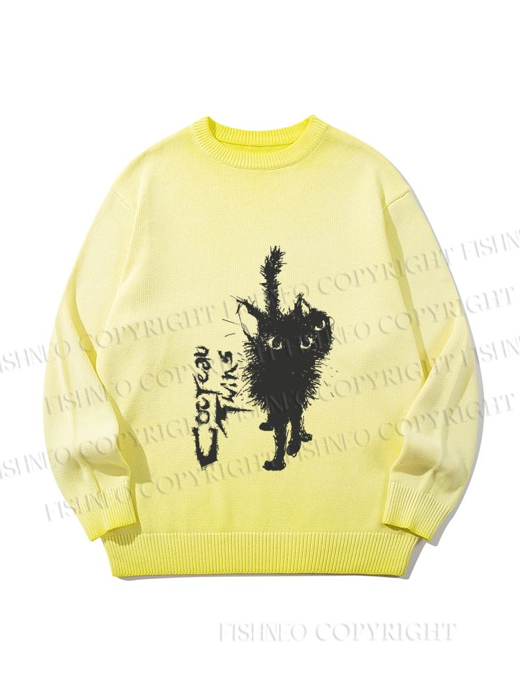 Unisex Black Cat Gradient Casual sweater