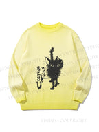 Unisex Black Cat Gradient Casual sweater