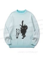 Unisex Black Cat Gradient Casual sweater