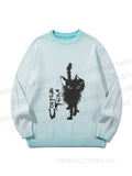 Unisex Black Cat Gradient Casual sweater