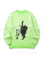 Unisex Black Cat Gradient Casual sweater